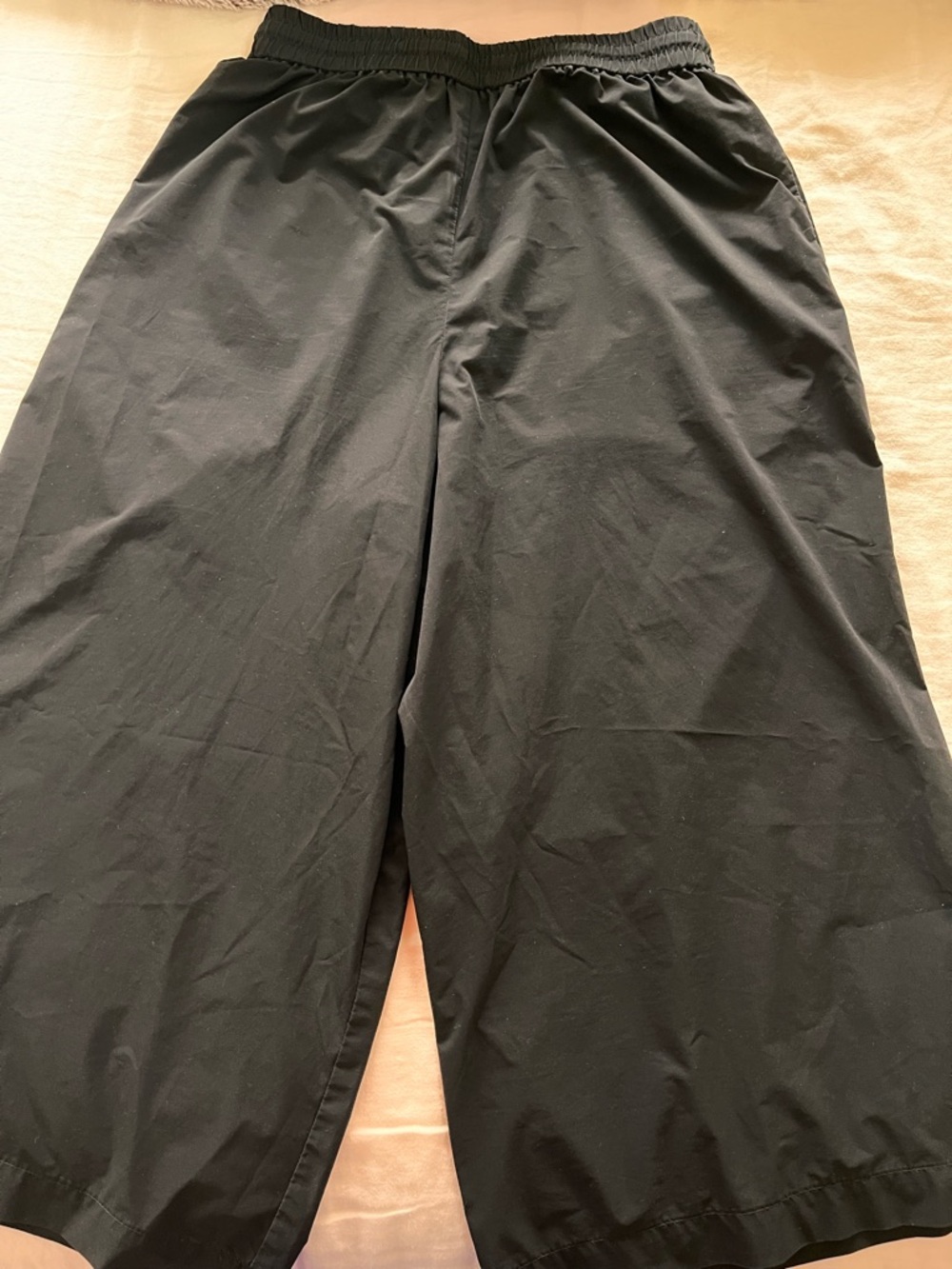 Muji Black Wide Leg Pants with Elastic Waist - Picture 3 of 4